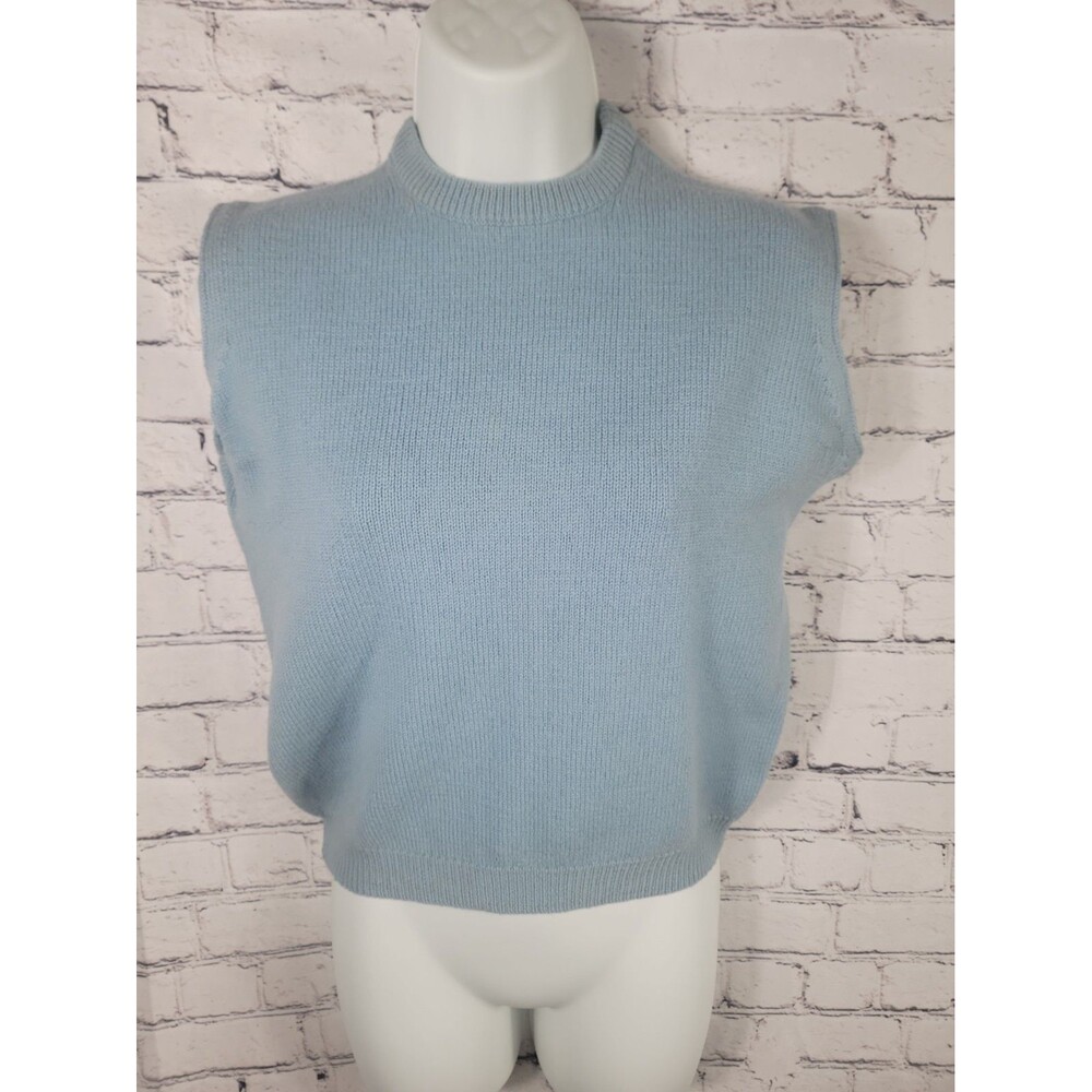 Evan Picone Womens Vintage 100% Wool Sweater Vest Blue Size Small